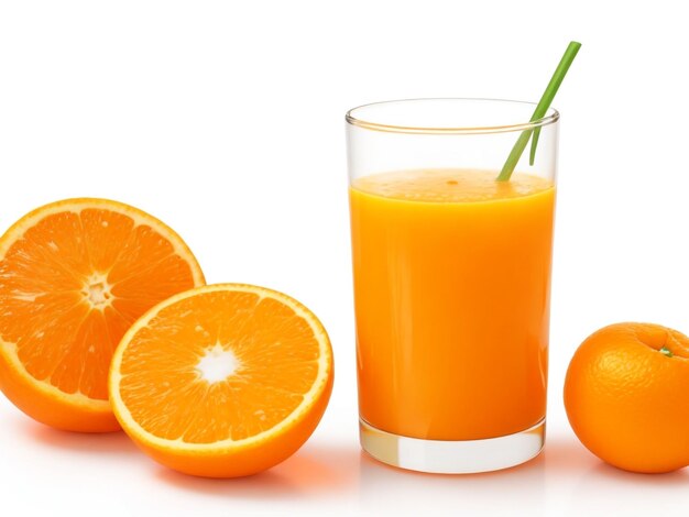 Jus d'orange isolés sur fond blanc