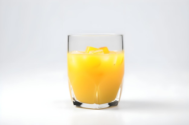 jus d'orange en verre sur fond blanc isolé