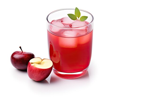 Jus de pomme en verre isolé avec voie de coupe incluse