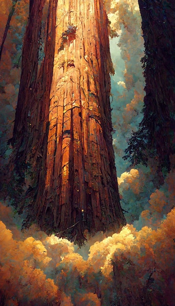 Jusqu'à la recherche d'un éclairage spectaculaire séquoia massif