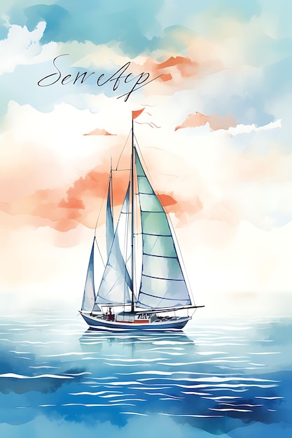 K1 Sailing Freedom and Serenity Colors frais et rafraîchissants Affiche artistique sportive 2D à plat