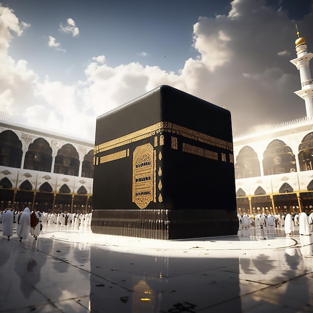 Photo kaaba avec les pèlerins du hajj