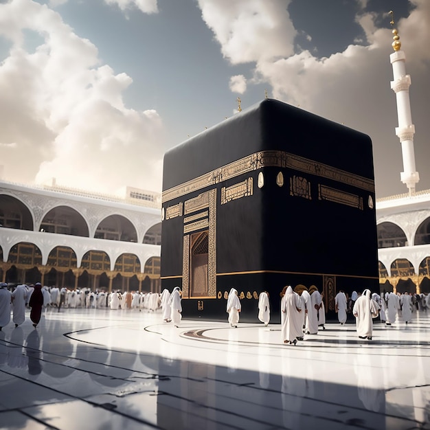 Photo kaaba avec les pèlerins du hajj