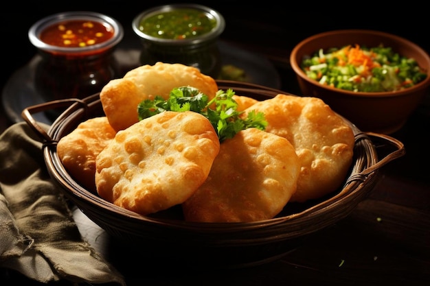 Photo kachori matar exotique la nourriture frite traditionnelle indienne kachori photographie d'image