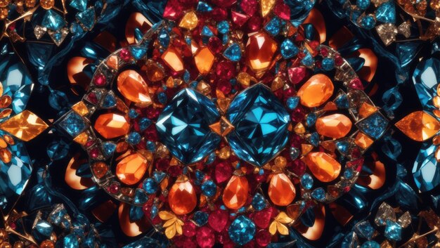 Photo kaléidoscope de bijoux diamants de couleur exquis en 4k et 8k