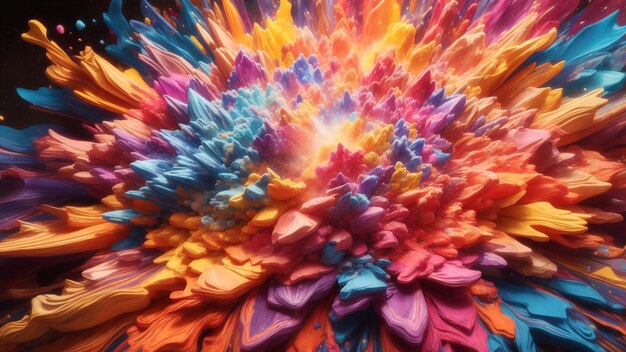 Un kaléidoscope de couleurs vibrantes jaillissant d'une explosion poudreuse