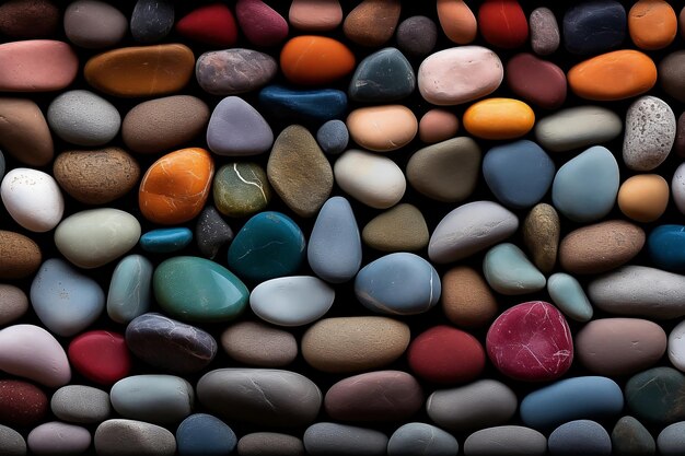 Un kaléidoscope de roches et de galets vibrants de couleur dans un format large IA générative