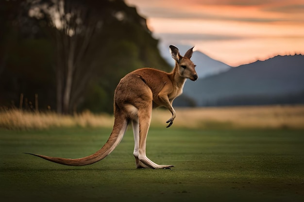 Kangourou debout dans la faune forestière générée par ai