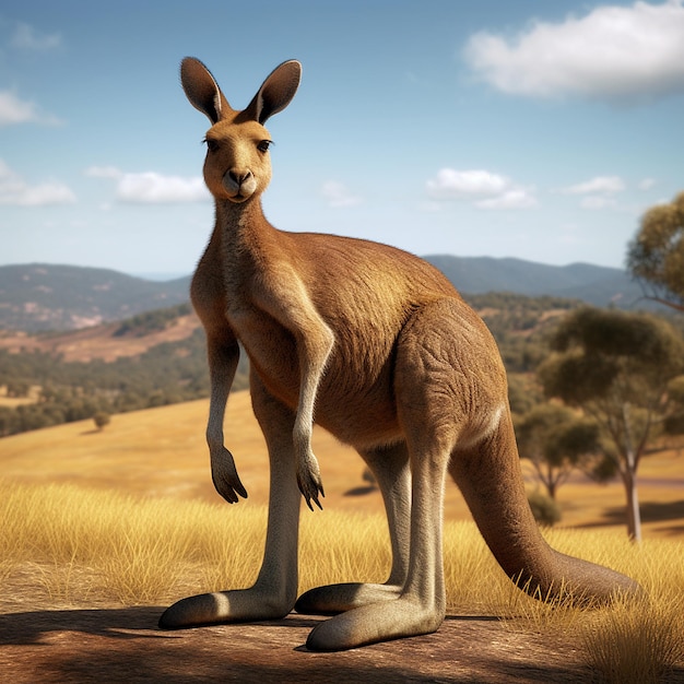 Kangourou debout deux pattes levées comme des images AI générative