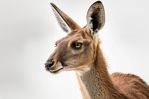 Un kangourou avec un fond blanc