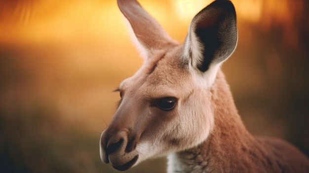 Un kangourou avec un fond jaune