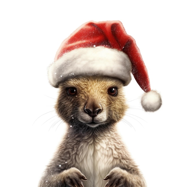 Kangourou portant un bonnet de Noel