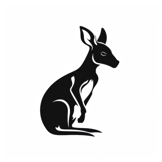 Photo un kangourou silhouette assis sur ses pattes de derrière