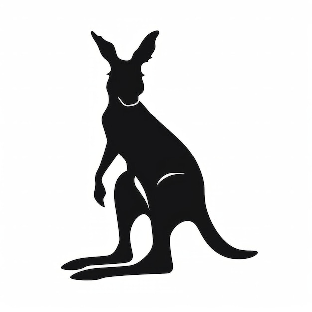 Un kangourou silhouette debout sur ses pattes de derrière