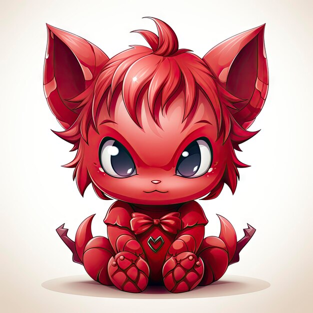 Photo kawaii bébé diable sur fond blanc