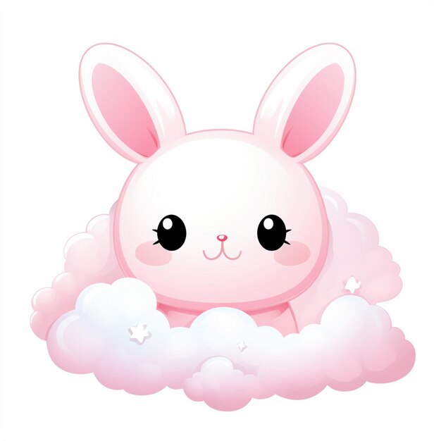 Kawaii débris et nuages roses clipart fond blanc