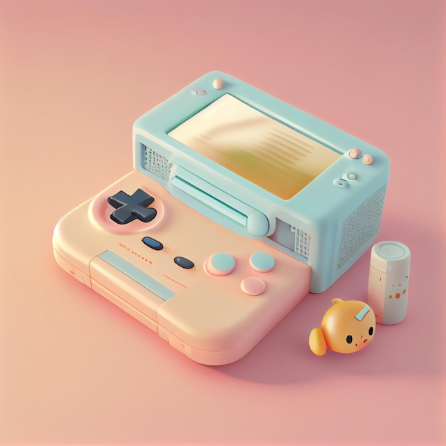 Kawaii gamer set videoconsole gaming pc illustration de contrôleur de jeu d'ordinateur