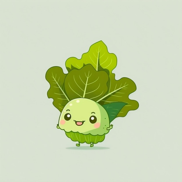 Photo kawaii laitue légumes drôles dessin animé personnage illustration vectorielle