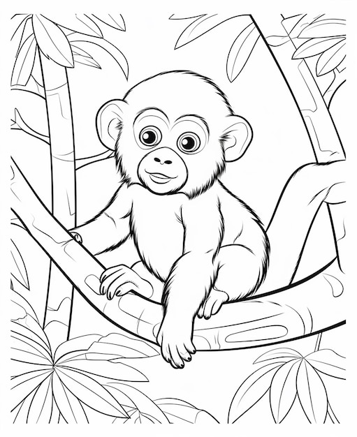 Kawaii très simple page de coloriage d'animaux pour enfants contour noir