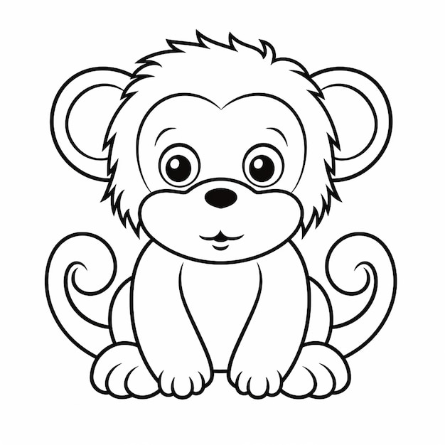 Kawaii très simple page de coloriage d'animaux pour enfants contour noir