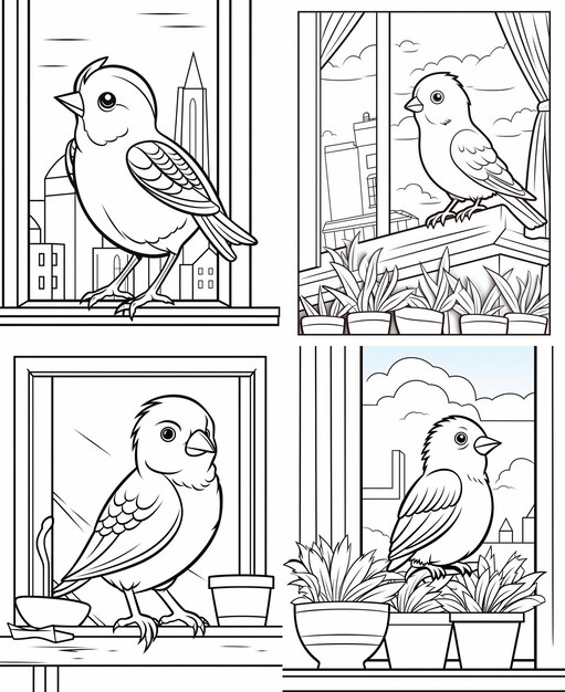 Kawaii très simple page de coloriage d'animaux pour enfants contour noir