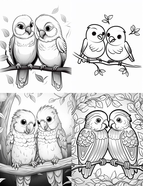 Kawaii très simple page de coloriage d'animaux pour enfants contour noir