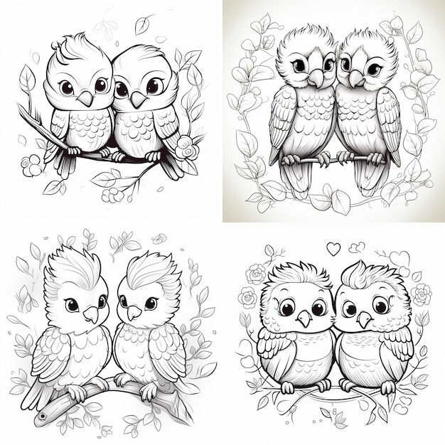 Kawaii très simple page de coloriage d'animaux pour enfants contour noir