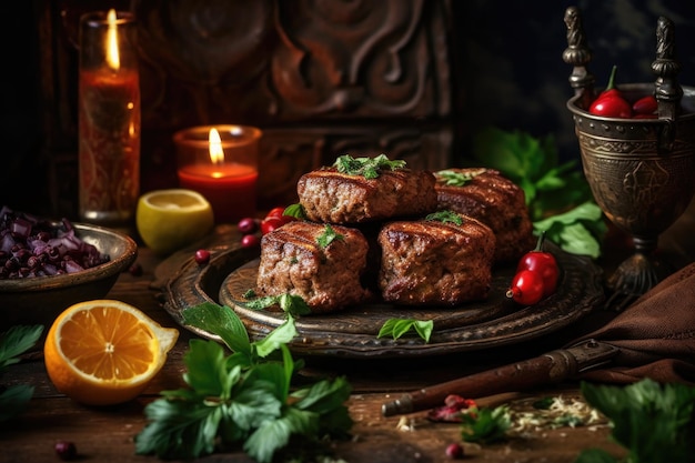 Kebab aux saveurs de la cuisine du Moyen-Orient généré par l'IA