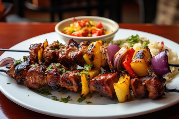 Kebab de bœuf marocain à la fourchette Nourriture arabe traditionnelle Mouton Shashlik à la fourrée Viande de veau grillée