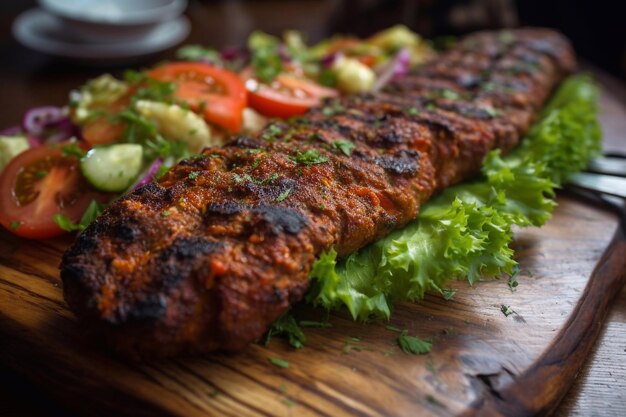 Kebab juteux appétissant avec des légumes et des herbes Generative AI