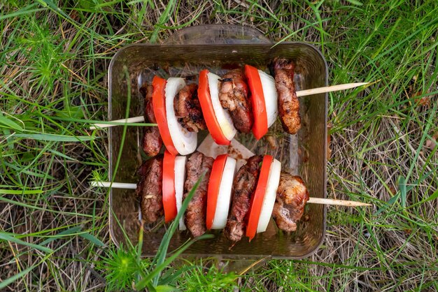 Photo kebab préparé dans une assiette en plastique