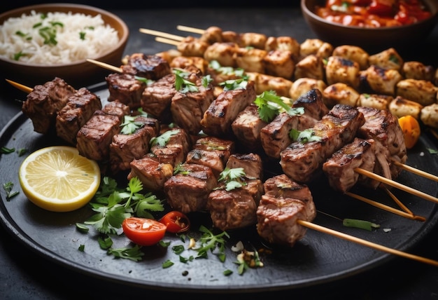 Kebabs brochettes grillées de viande marinée telles que les kebabs de mouton seekh