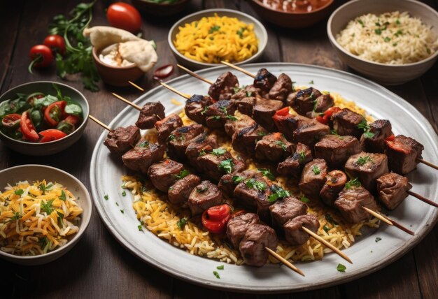 Kebabs brochettes grillées de viande marinée telles que les kebabs de mouton seekh