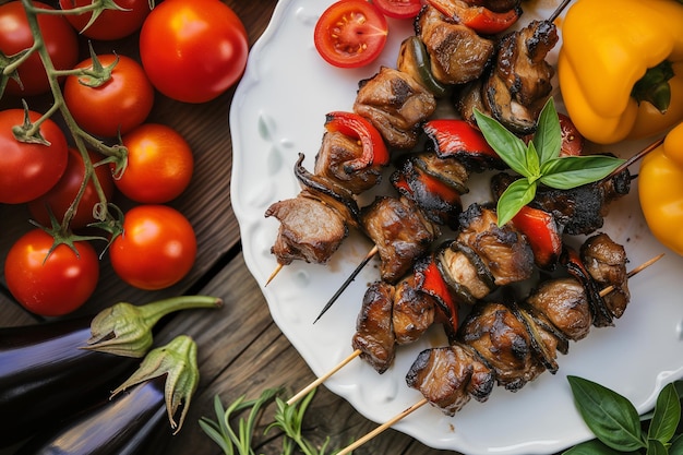 Kebabs grillés à l' herbe Des plats frais et savoureux