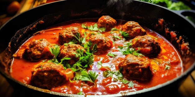 Keftedakia boulettes de viande grecques dans une salle à manger confortable Meatball Mastery Keftedkia Closeup Meatba