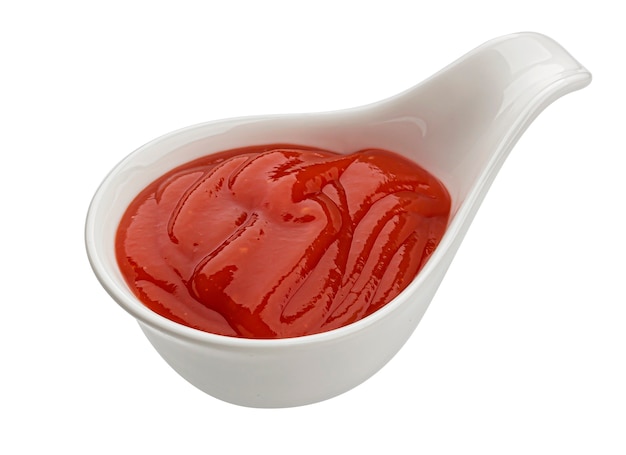 Photo ketchup isolé sur fond blanc vue de dessus