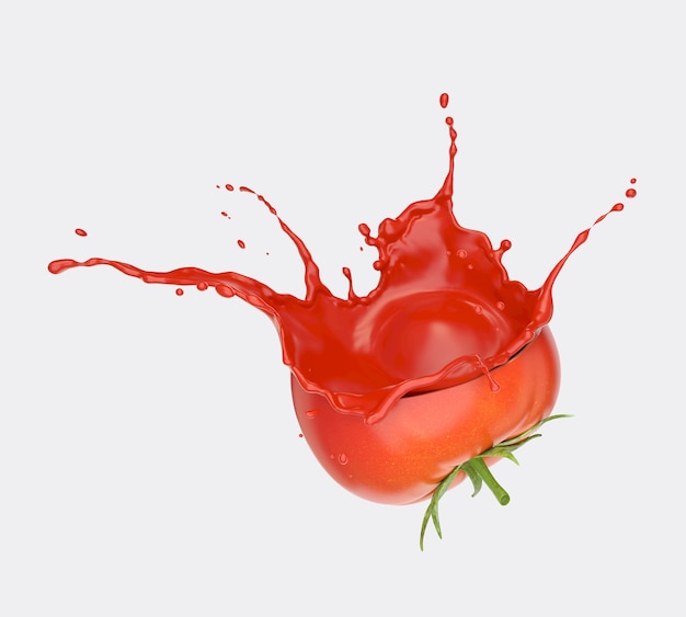 Ketchup de tomate sur tomate rouge isolé