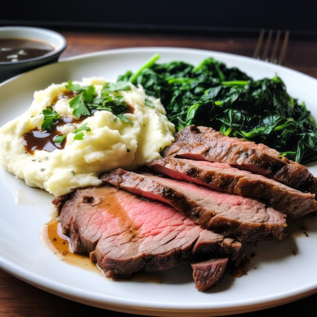 Keto Delight Prime Rib avec du purée de chou-fleur et des épinards sautés Un festin sans glucides