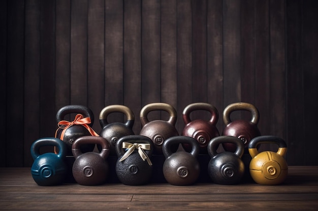 Kettlebells dans une salle de sport IA générative