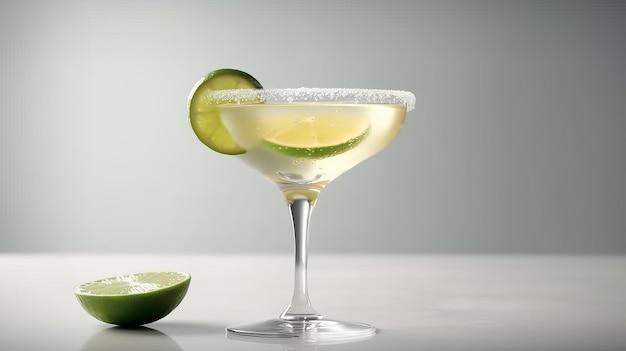 Key Lime Martini Cocktail isolé sur fond blanc Generative AI