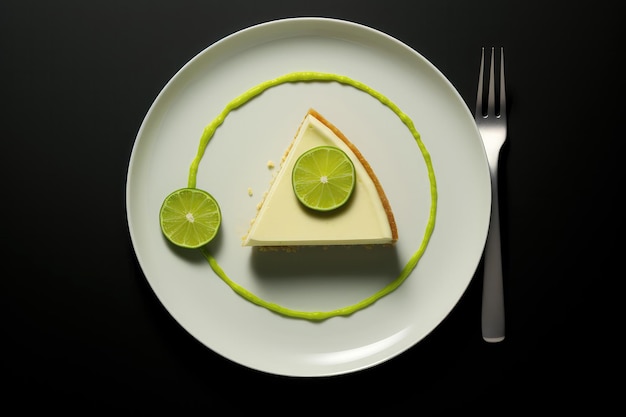 Key Lime Pie Dessert Végétarien Esthétiquement Beau Style Minimaliste Generative AI