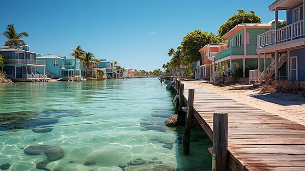 Photo key_west_colorful_raw_of_floating_houses_on_platform