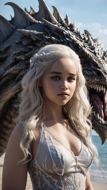 Photo la khaleesi emilia clarke dans le rôle de daenerys targaryen