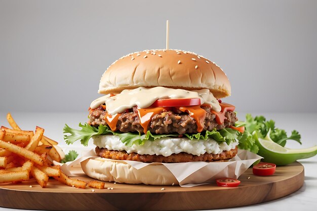 Kimchi Kick Burger sur un fond blanc