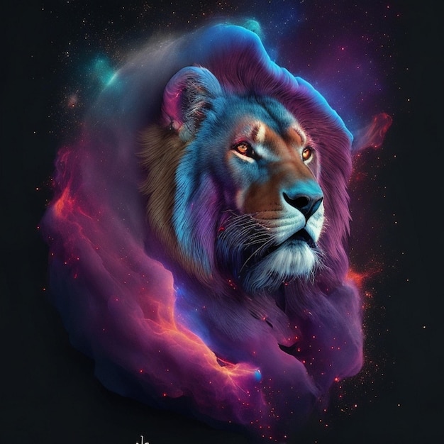 King Lion Nebulous Galaxy TShirt Art TShirt Design Shirt Print Splash Art