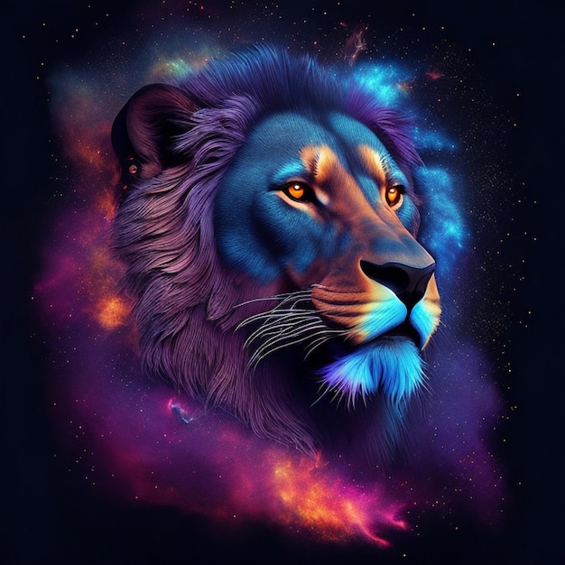 King Lion Nebulous Galaxy TShirt Art TShirt Design Shirt Print Splash Art