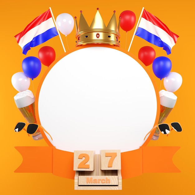 Kings Day Celebrate Podium rendu 3d Anniversaire des rois aux Pays-Bas