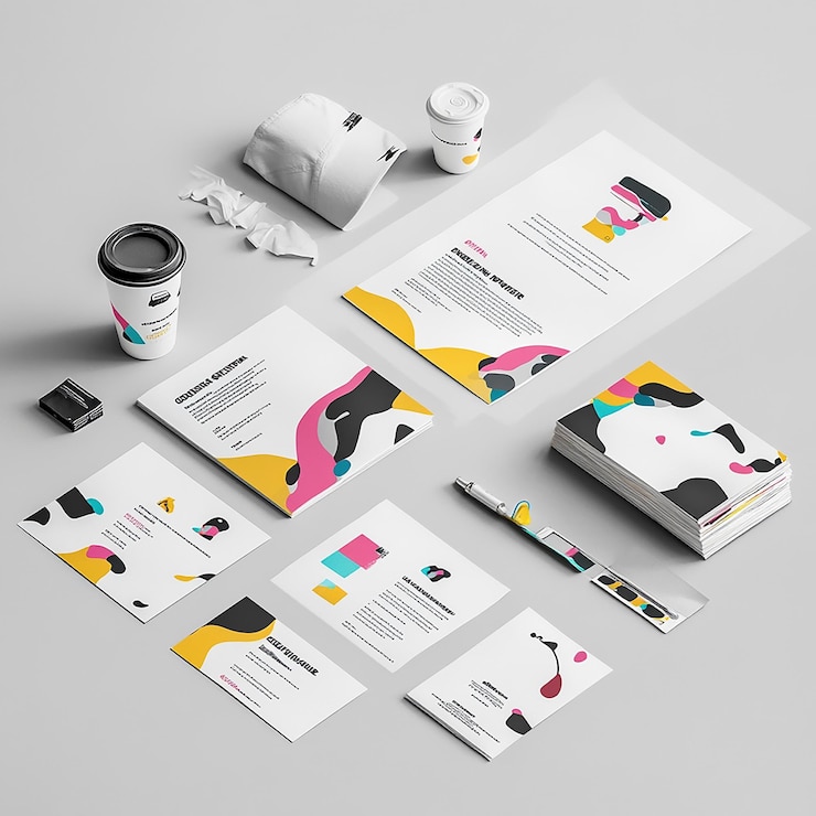 Photo kit d'identité d'entreprise sophistiqué éléments de design moderne en noir et orange