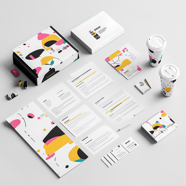 Photo kit d'identité d'entreprise sophistiqué éléments de design moderne en noir et orange