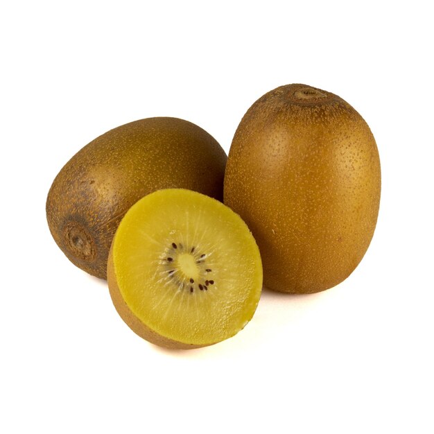 Kiwi doré isolé sur fond blanc